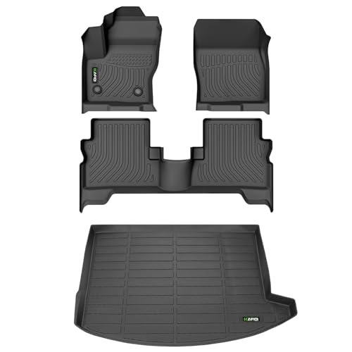 Image of HAFIDI Floor Mats & Cargo Liner Set Fit for 2013-2019 Ford Escape | All Weather Car Floor Liners TPE Anti-Slip Full Set Custom Accessories - Black