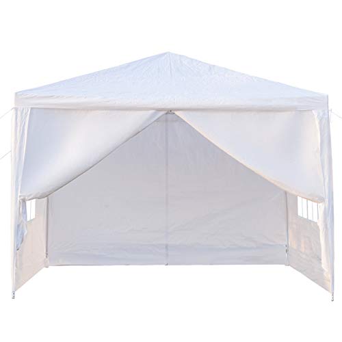 Lovinland 10' x 10' Outdoor Party Tent, Patio Canopy Tent Waterproof Gazebo Sun Shelter Wedding Tent Commercial Tent (10' x 10' + 4 Sides Wall)
