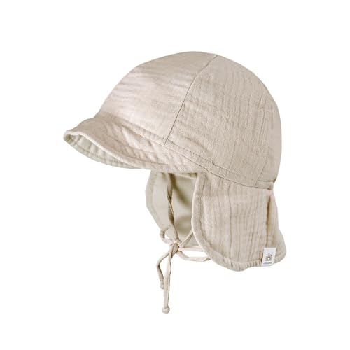 maximo GOTS Kindermütze mit Kinnband Sommermütze Kindercap Kinder - Schirm, Futter Frühling-Sommer Sommer - 51 cm Hellbeige