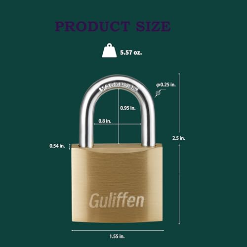 Solid-Brass-Padlock-with-Key-with-1-916-in-40-mm-Wide-Lock-BodyKeyed-Padlock-for-Sheds-Storage-Unit-School-Gym-Locker-Fence-Toolbox-Hasp-Storage