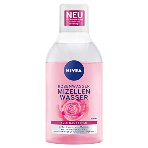 NIVEA Agua micelar de rosas (400 ml), limpieza facial con tecnología MicellAIR y agua de rosas natural, agua micelar suave