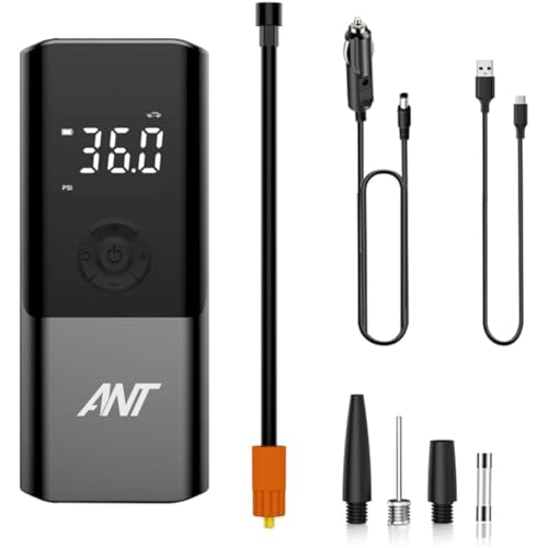 Image of ANT Portable Smart Jet 05 Tire Inflator - Cordless Air Pump for Car Motorcycle & Bicycle - Digital Display Auto Shut-Off LED Light 150 PSI USB Rechargeable Fast & Accurate Inflation