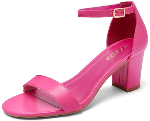 Image of Women's Heeled Sandals Open Toe Ankle Strap 2.5-Inch Chunky Heels Dress Shoes Wide Feet Friendly