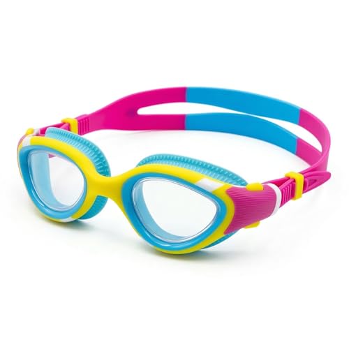 Image of BURNLAB Swimming Goggles for Kids, Clear Vision Pool Goggles for Boys & Girls, Easy Adjustable Strap (Blue and Yellow)