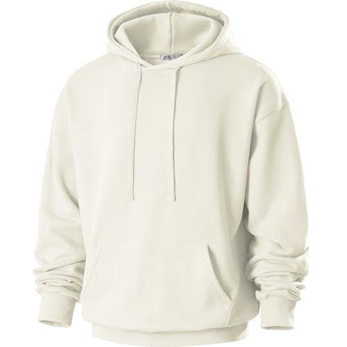 Ohoo Men's Loose Fit Midweight Hoodies Pullover French Terry Long Sleeve Hooded Sweatshirt with Pocket