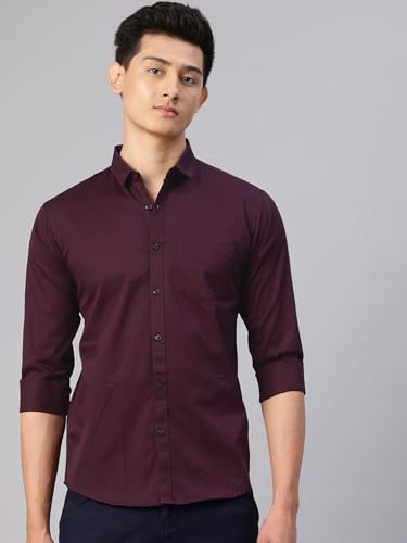 Image of Majestic Man Men's Cotton Slim Fit Solid Casual Shirt