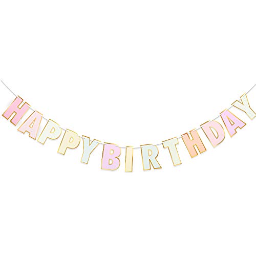 Colorful Macaron Happy Birthday Banner for Home or Garden Party Bunting, Candy Pastel All-in-One Pack Birthday Party Decoration Supplies