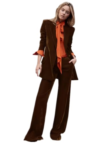 Womens Tuxedo Velvet Blazer Pants Set Dressy for Wedding Guest Buiness Suits for Women Wedding Party Graduation