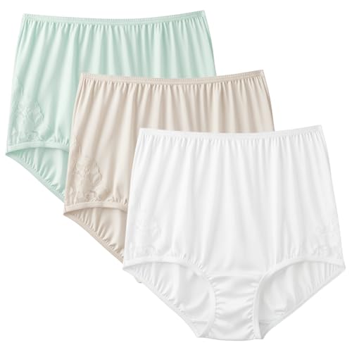 Image of Vanity Fair Women's Perfectly Yours Lace Nouveau Full Brief Panties, Nylon Underwear, 3 Pack