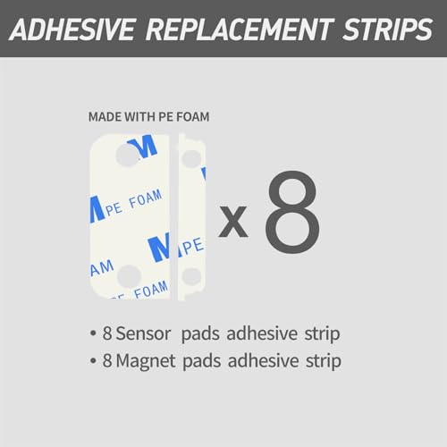 Image of 8PCS Ring Sensor Adhesive Pads for Ring Alarm Contact Sensors and Magnets(2nd Gen), Adhesive Replacement Tapes,Double Sided Sticky Strips for Ring Door Sensors, Easy Installation,Pre-Cut