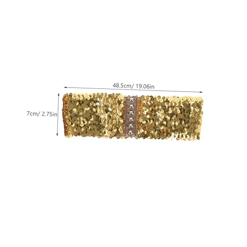BESPORTBLE Sleek Stretch Waist Belt for Women Glitter Sequin Design Fit for Jeans and Dresses Stylish Gold Elastic Waistband for Party and Casual Wear2