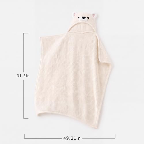 Image of Baby Hooded Towels with Animal Design, Soft & Absorbent Bath Towel with Hood for Newborn Babies Infant Toddler Kids Boy and Girl Essentials 32x49Inch (Bear)