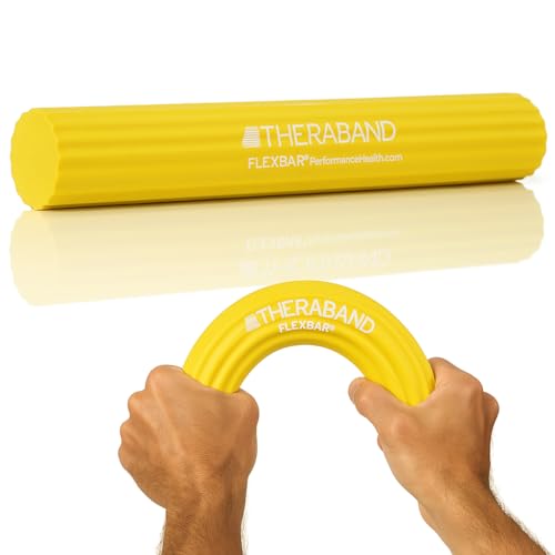 THERABAND Resistance FlexBar for Men and Women, Strength, Grip and Elbow Training and Pain Relief, Home Gym Equipment, Intermedium Level, Yellow, Extra Light
