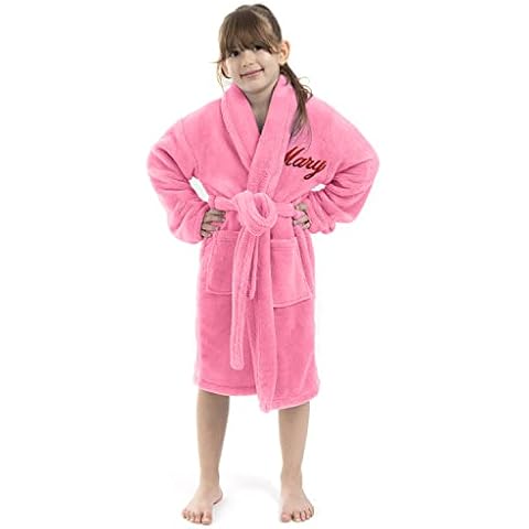 BC BARE COTTON Personalized Name Custom Kids Microfiber Fleece Shawl Robe - Girls - Pink - Small Cover