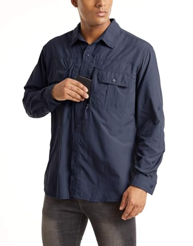 TACVASEN メンズ 速乾 長袖シャツ 通気性 軽量 日焼け防止 ハイキング 釣り シャツ US サイズ: Small カラー: グリーン TACVASEN] アウトドア シャツ メンズ ミリタリー 吸汗 速乾 通気性