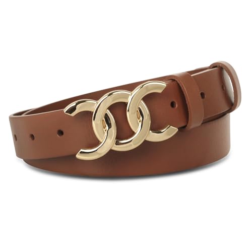 Image of Aurolran Women's Leather Belt with Buckle - Ideal for Dresses, Jeans, and Coats