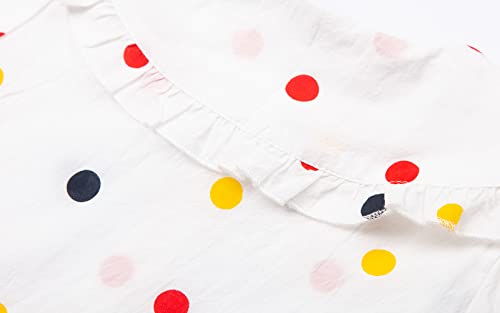 Mud Kingdom Peter Pan Collar Shirt For Toddler Girls Cotton Puff Short Sleeve Button Up Cute Polka Dots Colorful 3T thumb #6