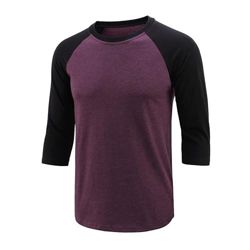 Men's Baseball T-Shirts 3/4 Sleeve Crew Neck Casual Soft Vintage Workout Athletic Classic Fitted Tee Shirt3