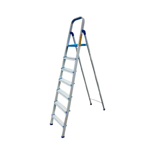 Image of Kalco 6 Step Aluminium Ladder, Foldable and Flat Steps, Top Handle and Top Plastic Plate (Model: K-7026 in Lite)