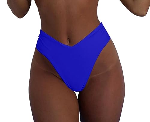 Image of geluboao Women's Bikini Bottom Sexy V Cut High Cut Swimsuit High Waisted Bathing Suit Bottoms