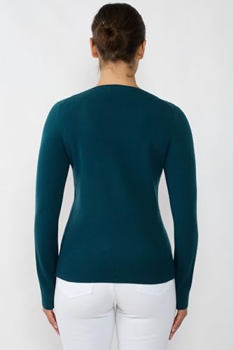 Image of JENNIE LIU Women's 100% Pure Cashmere Long Sleeve Pullover V Neck Sweater