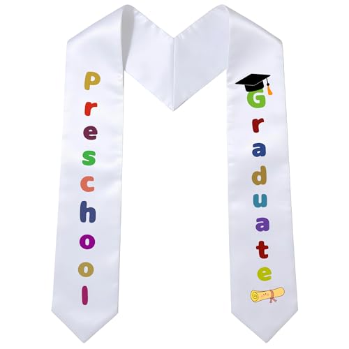 Preschool Graduation Gift Preschool Graduation Sash Pre k Graduation Gifts 43 Unisex Printed Kindergarten Preschool Graduation Stole Prek School Graduation Decorations for Kids Boys Girls White