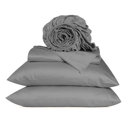 URBANHUT 800 Thread Count Egyptian Cotton Sheets California King Size, Long Staple Sheets Set for Cal King Bedding, 4 Pc Bed Sheet Sets, Luxury Hotel Sateen Sheets Fits 16" Deep Pocket - Dark Grey