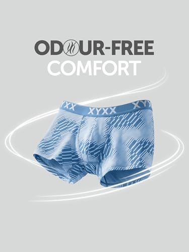 Image of XYXX Men's Matrix Super Combed Cotton Blend Geometric Antimicrobial Trunks with No Marks Waistband (Pack of 2)