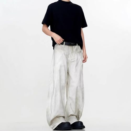Baggy Jeans for Men Casual Y2k Vintage High Waisted Wide Leg Loose Fit Skater Jeans Hip Hop Streetwear3