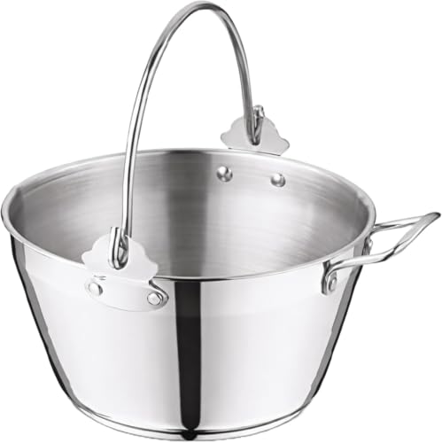 Penguin Home Jam Pan Maslin Pot of 5 Litre Stainless Steel Lockable Handle Induction Fridge & Freezer Safe Home Made Chutney Marmalade Pot Diameter 24cm