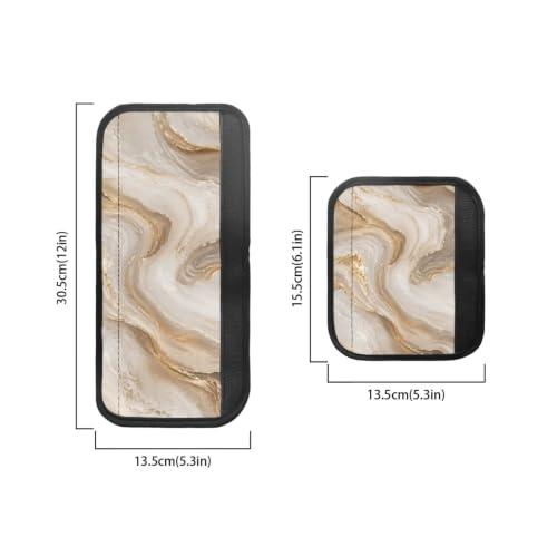 Image of Refrigerator Door Handle Covers Set of 6 Kitchen Electrical Appliance Decor Handles Keep Clean Anti-Slip Fridge Accessories Home Decor, Gold Beige Marble Print
