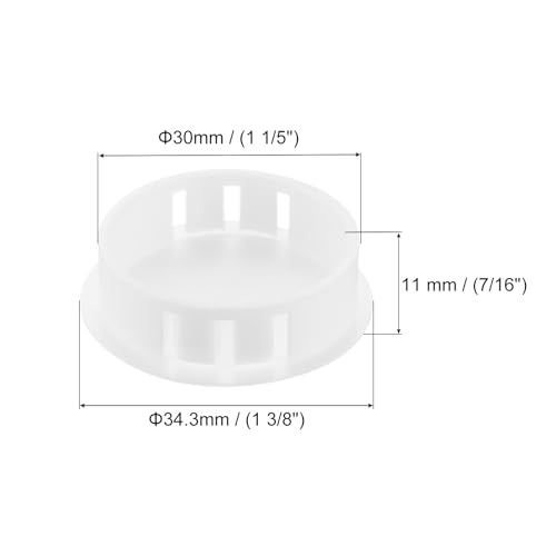 Image of MECCANIXITY 64PCS 30mm /1.18 inch White Plastic Hole Plugs, Flush Type Panel Hole Plugs Insert End Caps for Locking Hole Tubes Furniture Cabinet