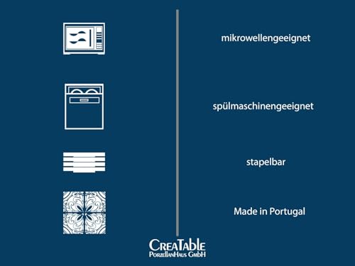 CreaTable, 22979, Serie uno BLACK, 12-teiliges Geschirrset, Teller Set aus Steinzeug, spülmaschinen- und mikrowellengeeignet, Made in Portugal