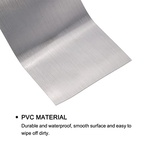 Image of uxcell Waterproof Peel and Stick Decorative Tape Self Adhesive 3.94 inch W x 16.4'L PVC Removable Tape for Wall Edge Silver Tone Brushed (Thickened Style)