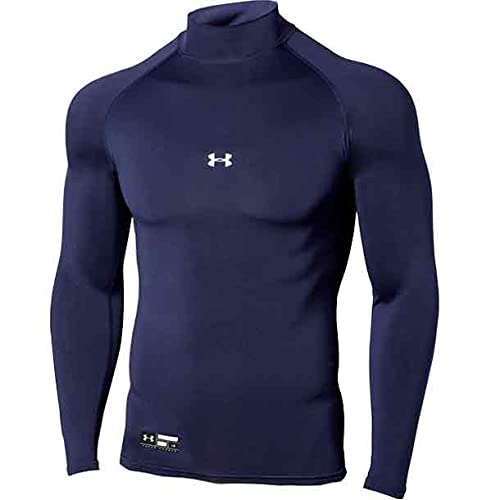 野球ベースレイヤー UAヒートギアアーマー コンプレッション ロングスリーブ モック メンズ Midnight Navy / / LG