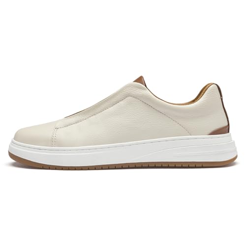 Men's Genuine Leather Low Top Slip on Casual Shoes Soft Breathable Dress Mens Sneakers3