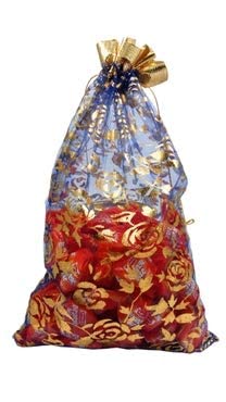 Image of Beingelegant - Printed Organza Party Favor Pouch for Festival Bihu, Thrissur Pooram, Onam, Christmas for Gift Packing and Party Organisation (Size : 20X30 Cms) (Mix Colour)