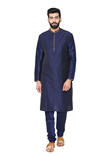 Image of Manyavar Men's Blended Kurta and Churidar Set