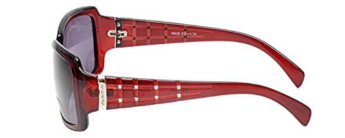 Calabria 830 Oversized Polarized Bifocal Sunglasses +2.50 Wine Red Women Reading Sunglass Readers Bi-Focal Crystal Accents3