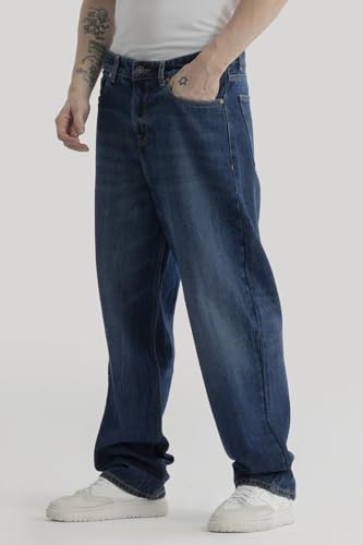 Image of SNITCH Lars Dark Blue Plain Loose Fit Jeans