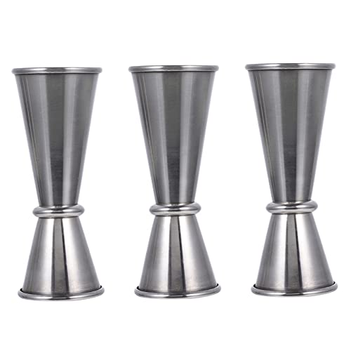 BEBEMOKO 3pcs Stainless Steel Measuring Cup Pour Measure Cup Double Stainless Cup Cocktail Jigger Measures Cocktail Measurer Jigger Measurement Measuring Jigger Portion Mixing Silver