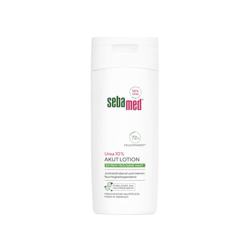 Sebamed Urea 10% Akut Lotion extrem trockene Haut 200 ml, spendet 72 Stunden Feuchtigkeit, juckreizlindernd und intensiv feuchtigkeitsspendend, Bodylotion für Damen und Herren