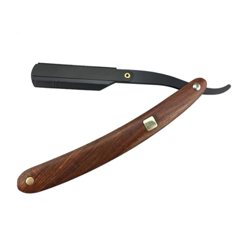 Beatifufu Vintage Metal Shaving Razor Holder Wooden Handle 2-piece Set for Barber Shops and Home Use