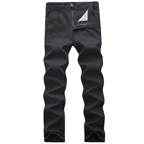 WULFUL Men's Slim Fit Skinny Stretch Comfy Jeans Denim Pants Black Grey