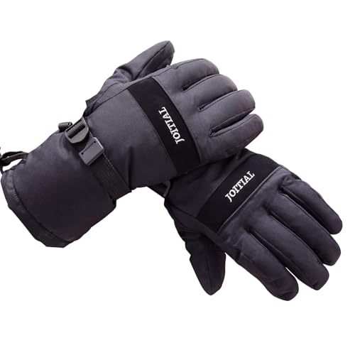 Adult Unisex Waterproof & Wear-Resistant Ski Gloves - Warm & Multifunctional - Anti-Slip - Black