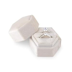 AIEX Fluwelen Ring Doos Sieraden Ring Doos Bruiloft Ring Doos Zeshoekige Ring Doos voor Engagement Voorstel Huwelijksceremonie Valentijnsdag 2 Ring Outfit