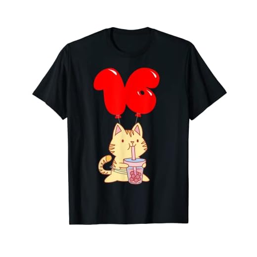Gatito de té de burbujas - 16 Cumpleaños - Fiesta De Globos Camiseta