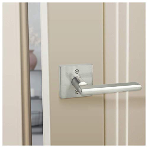 Image of Nuk3y Hulk Series Lever Door Handle Slim Square Modern Contemporary Lever Set (Dummys, Satin Nickel)