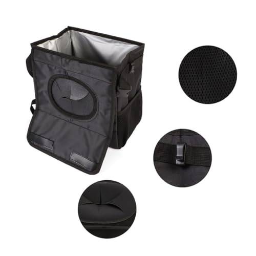 Poubelle de voiture pliable noire étanche avec crochet de fixation