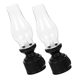 Genérico Lámpara de Aceite LED Vintage sin Llama Farol Retro Negro 2 Piezas Luz Decorativa para Interior y Camping Lámpara de Queroseno Electrónica Portátil Iluminación Ambiental